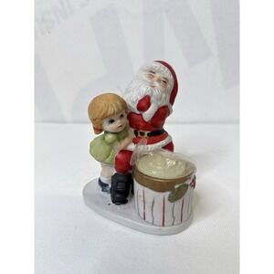 Vintage Frankel Taiwan Santa Claus & Christmas Girl Figurine Kitsch EUC
